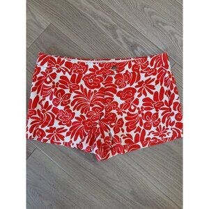 J.Crew City Fit Orange & White Floral Chino Shorts Size 10 100% Cotton Lightweig
